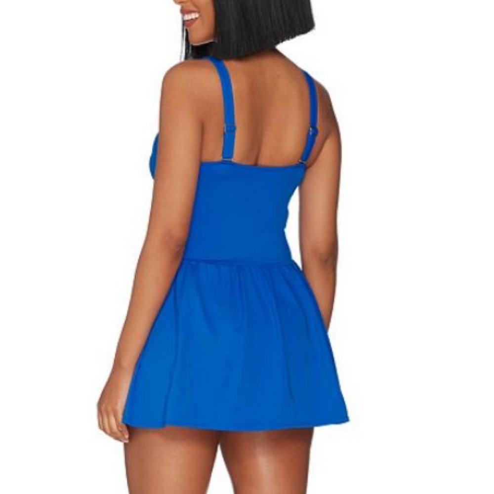 Denim & Co Beach Double Ruffle Swim Dress 5785 - Picture 2 of 3